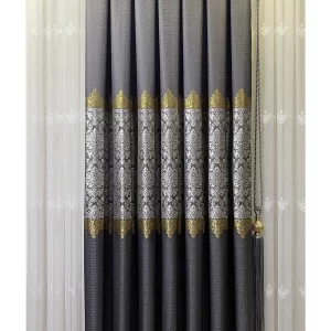 Pano Fon Perde Antrasit Altin Tek Kanat DMKS11