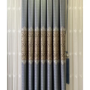 Pano Fon Perde Kircilli Mavi Gold Tek Kanat DMKS11