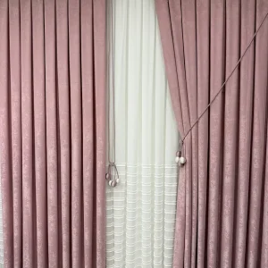 Kadife Dokulu Luks Fon Perde Pudra Sik Pile Tek Kanat3