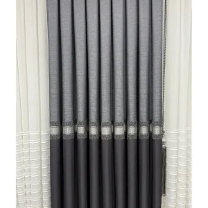 Pano Fon Perde Gri Antrasit Seritli Tek Kanat
