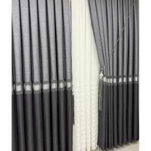 Pano Fon Perde Gri Antrasit Seritli Tek Kanat1
