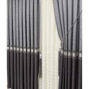 Pano Fon Perde Gri Antrasit Seritli Tek Kanat2