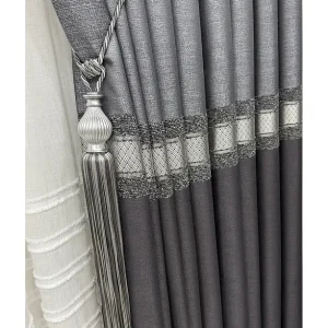 Pano Fon Perde Gri Antrasit Seritli Tek Kanat3