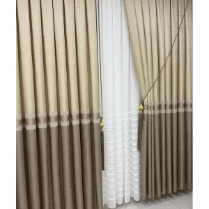 Pano Fon Perde Krem Cappuccino Seritli Tek Kanat1