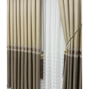 Pano Fon Perde Krem Cappuccino Seritli Tek Kanat5