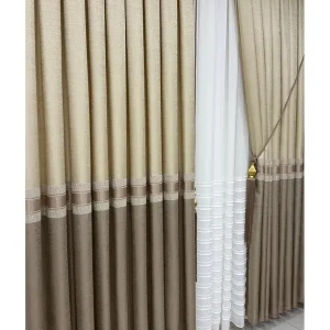 Pano Fon Perde Krem Cappuccino Seritli Tek Kanat6