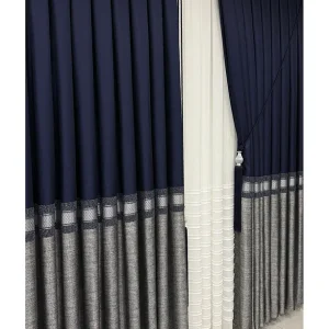Pano Fon Perde Lacivert Gri Seritli Tek Kanat4