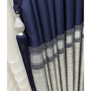 Pano Fon Perde Lacivert Gri Seritli Tek Kanat6
