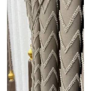 Tuylu Luks Pano Fon Perde Bej Tek Kanat4